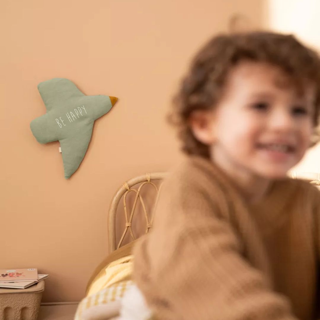 Wanddekoration Vogel grün personalisierbar