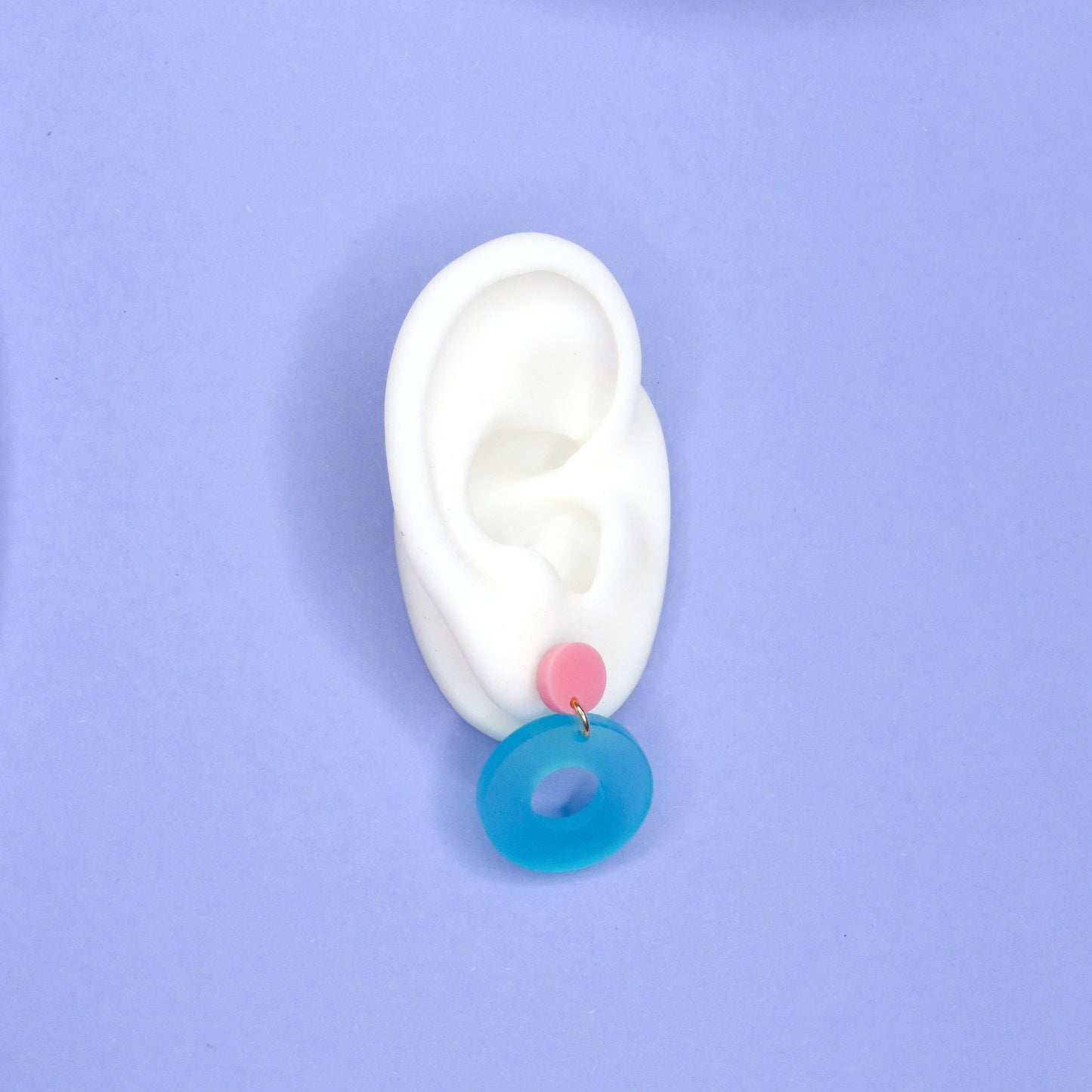 Damen Ohrstecker Circle Colorblock rosa/eisblau
