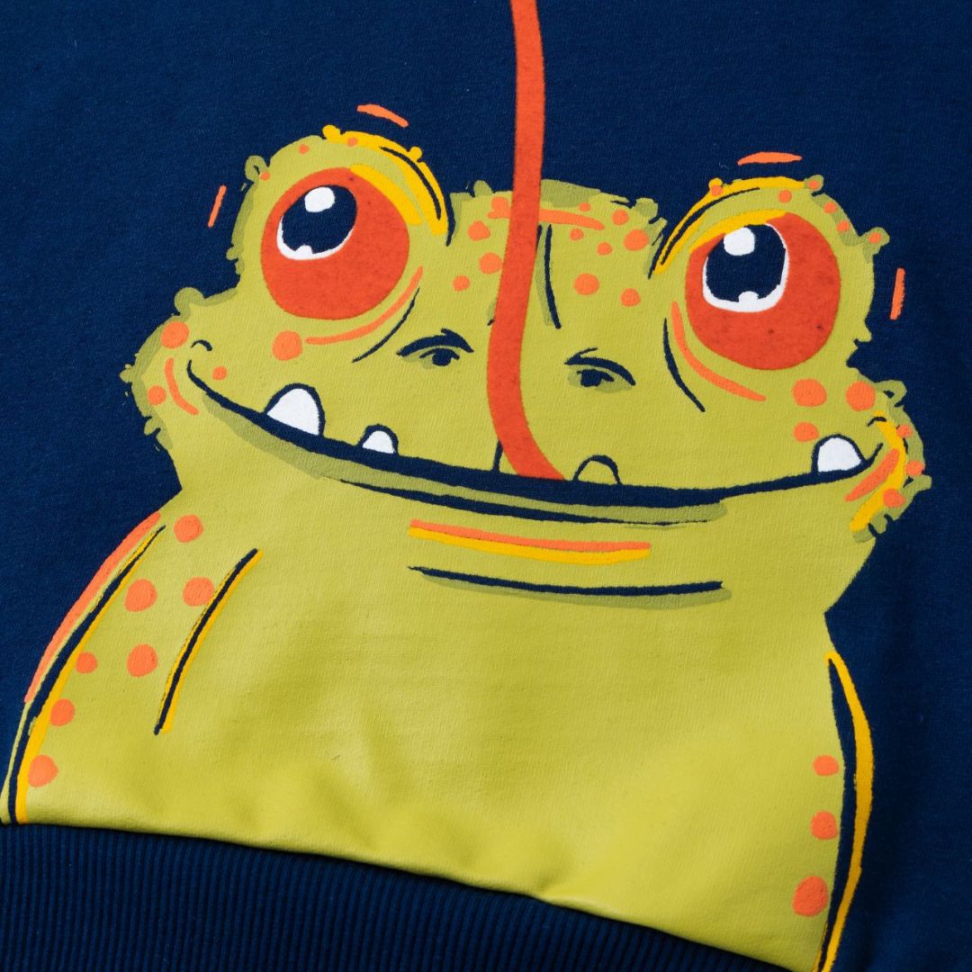 Sweatshirt mit süßer Frosch Applikation marine blau