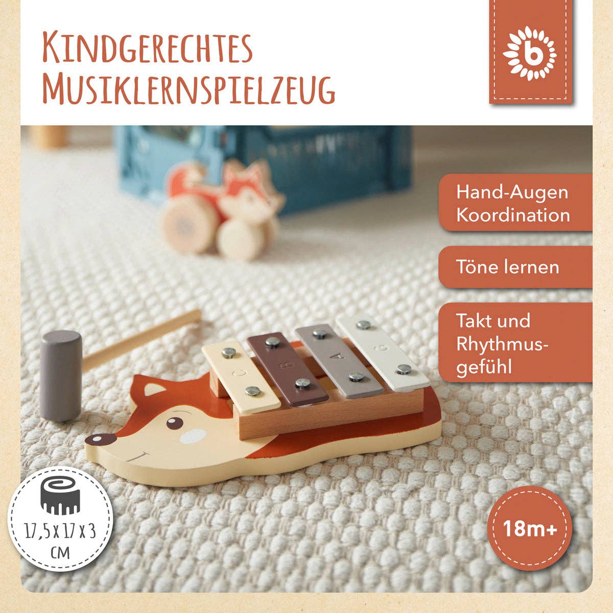 Mini Xylophon aus Holz 'Fuchs'