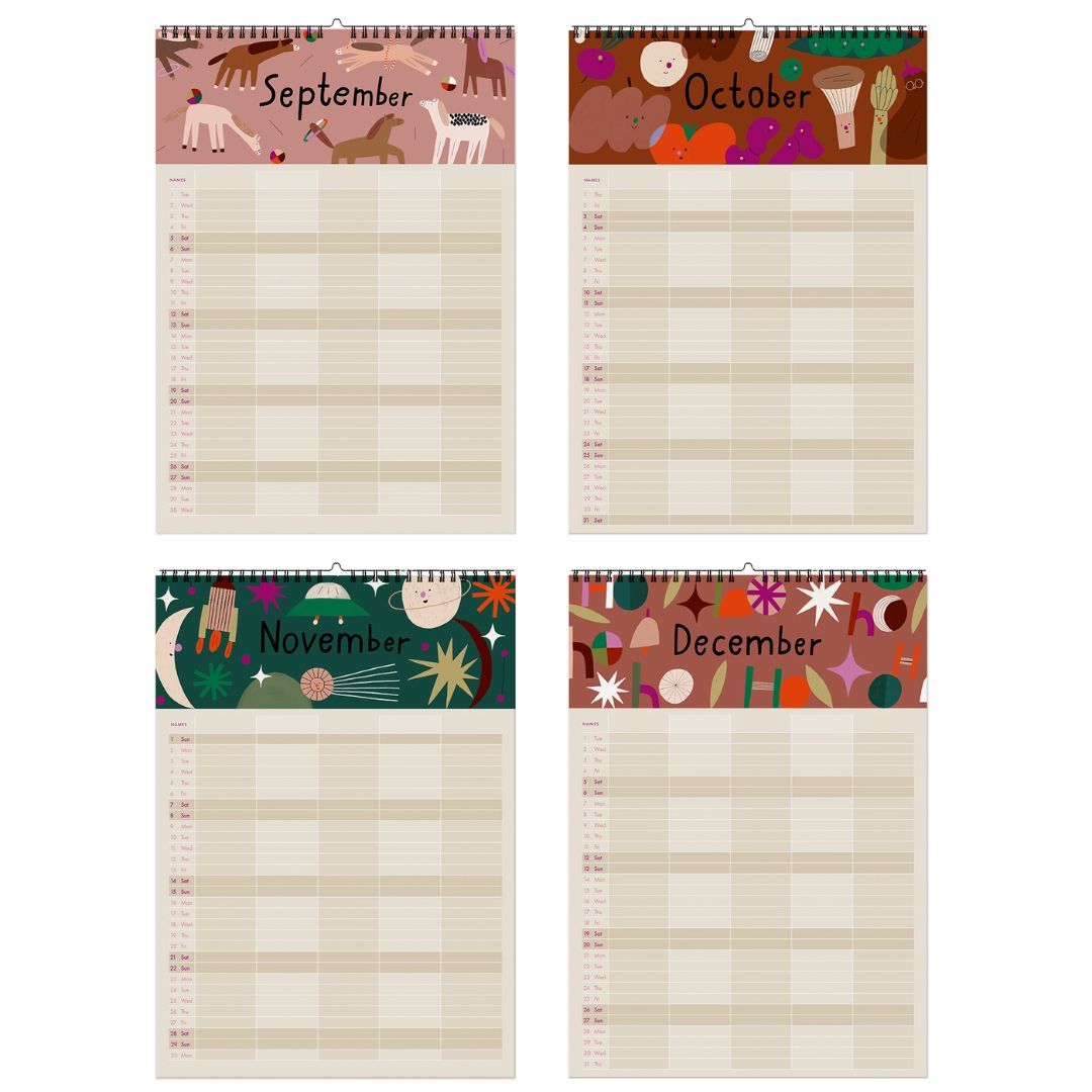 Familienkalender 'Ponys U. Picknick' 2026 inkl. Poster + 88 Sticker