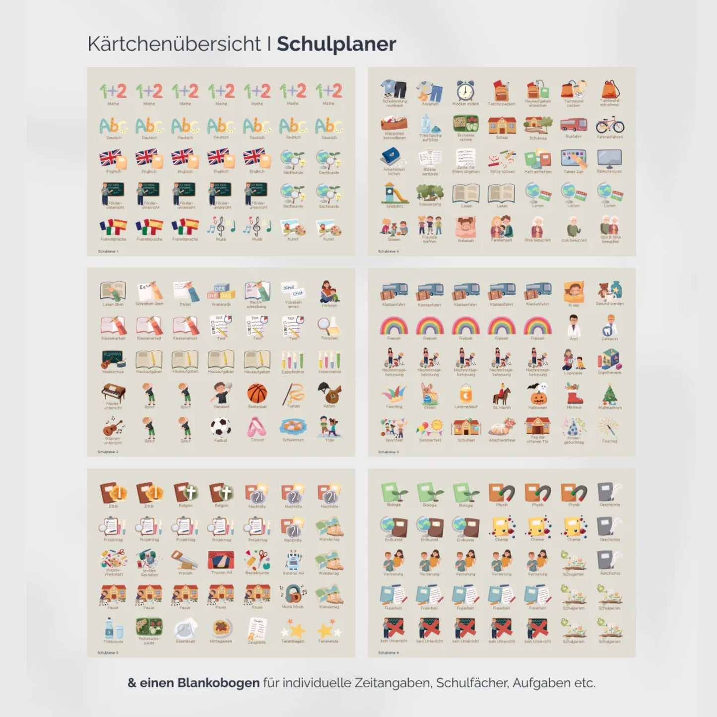 Grundschulplaner inkl. Symbolkärtchen 'Einhorn'