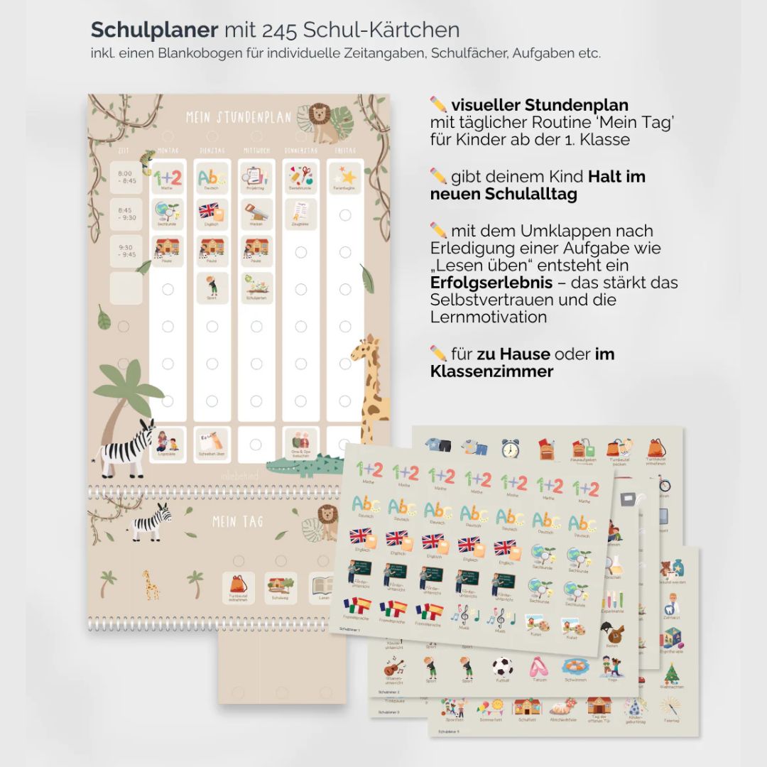 Grundschulplaner inkl. Symbolkärtchen 'Safari'