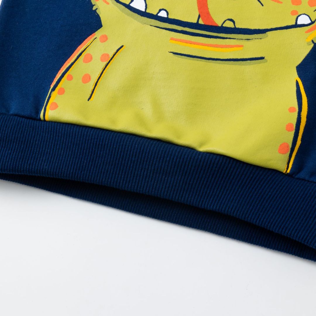 Sweatshirt mit süßer Frosch Applikation marine blau
