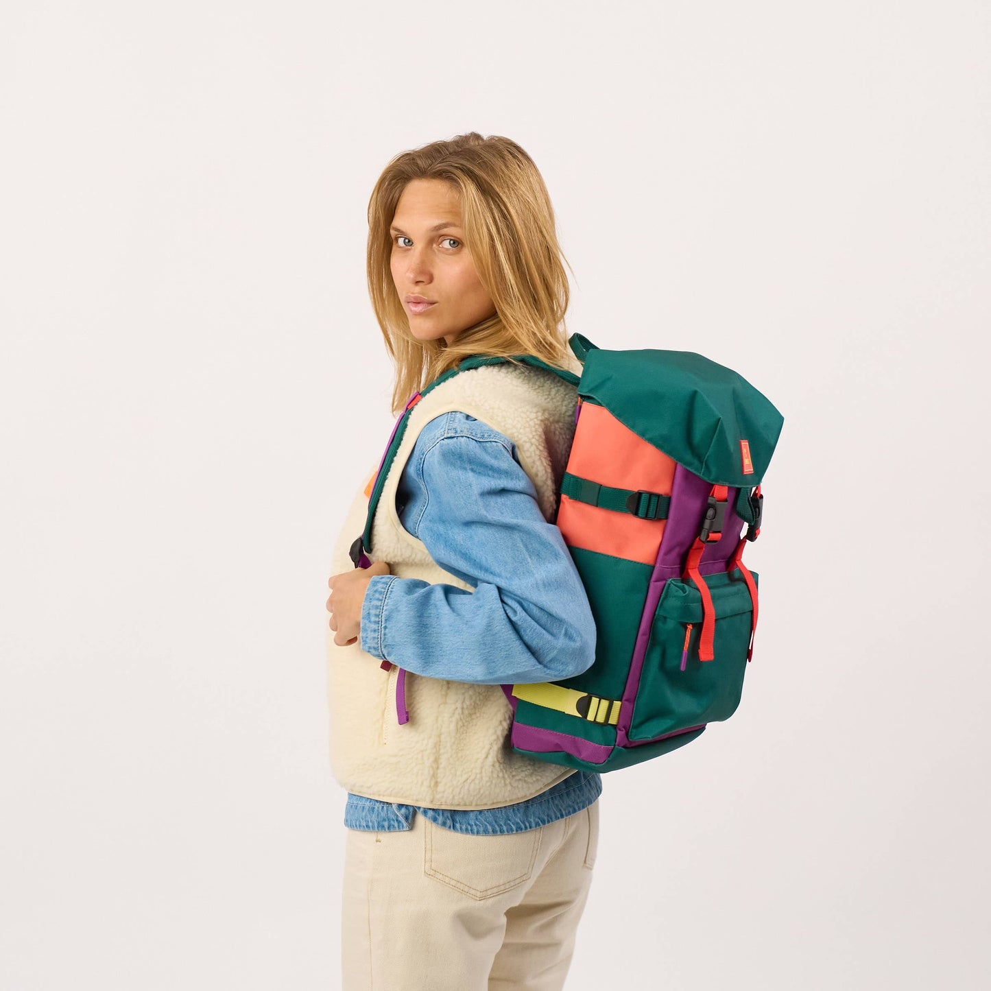 Rolltop-Rucksack mehrfarbig grün/violett