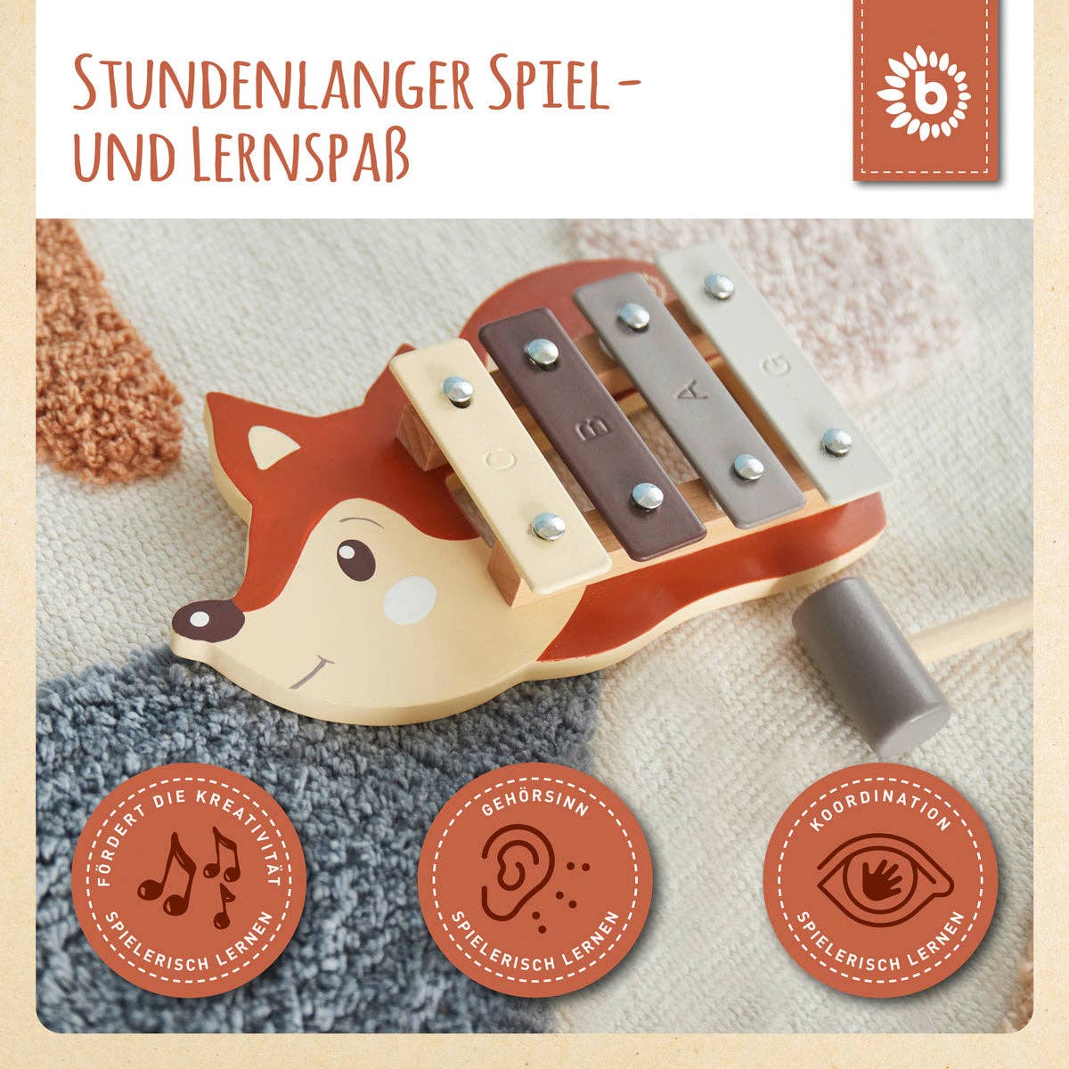 Mini Xylophon aus Holz 'Fuchs'