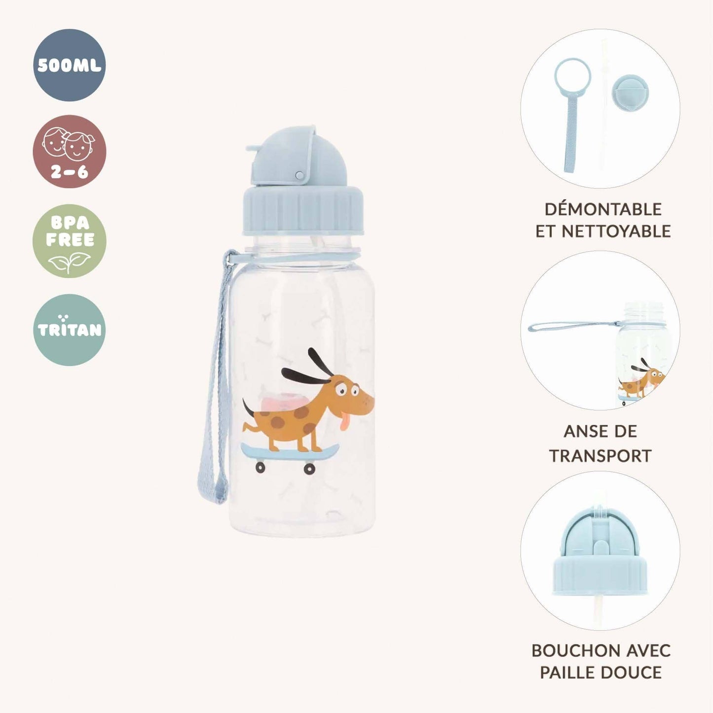Trinkflasche 500 ml "Skater Dog"