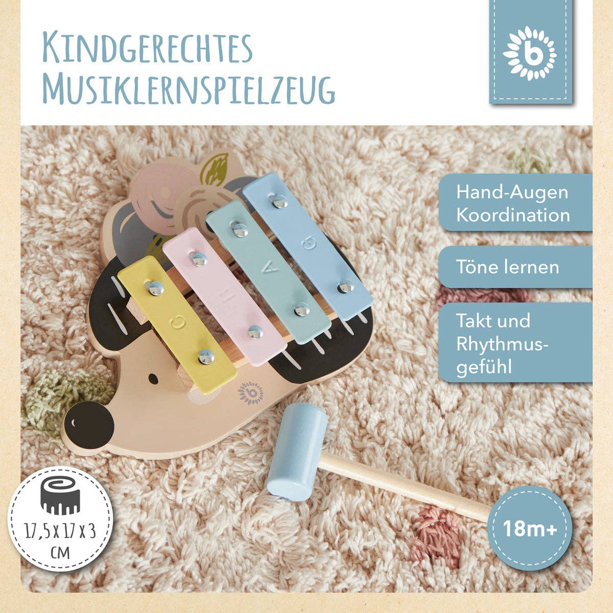Mini Xylophon aus Holz 'Igel'