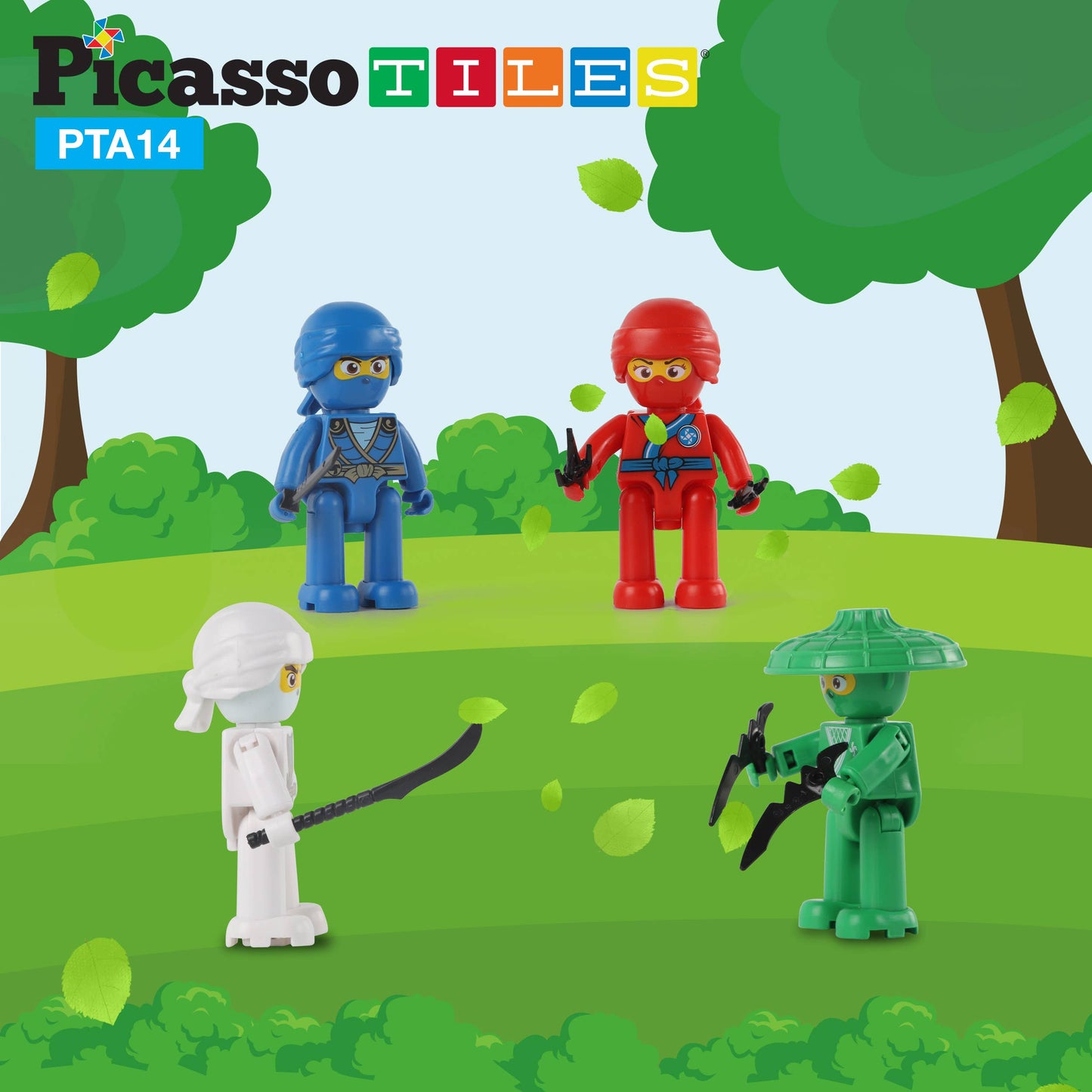 4-teiliges Spielzeugset mit Ninja-Figuren für Kinder