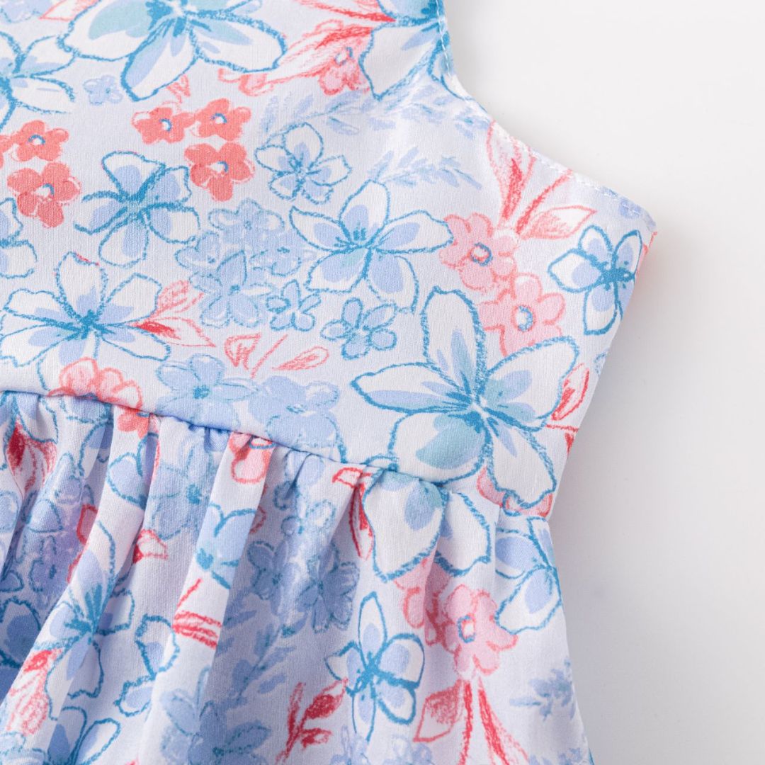 Mädchenkleid mit Trägern Blumenmuster