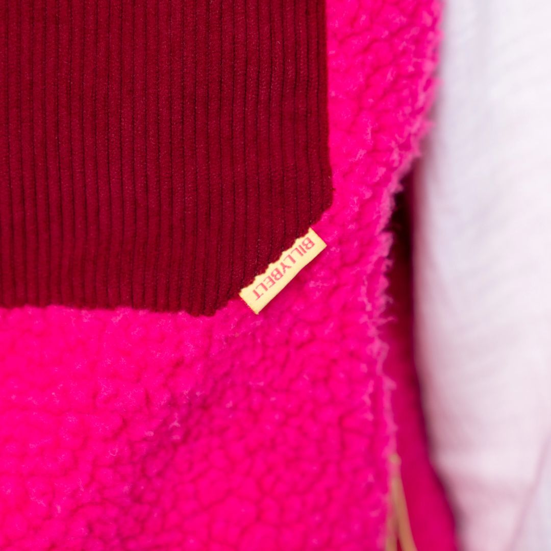Ärmellose Damen-Sherpa-Weste mit Reißverschluss rosa
