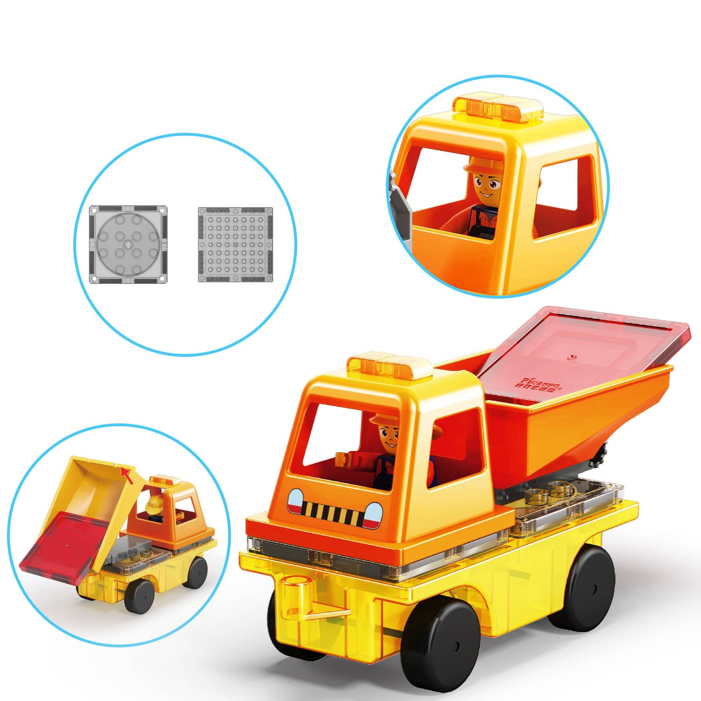 Magnetbausteine 3-in-1-Kran, Kipper, Leiterwagen