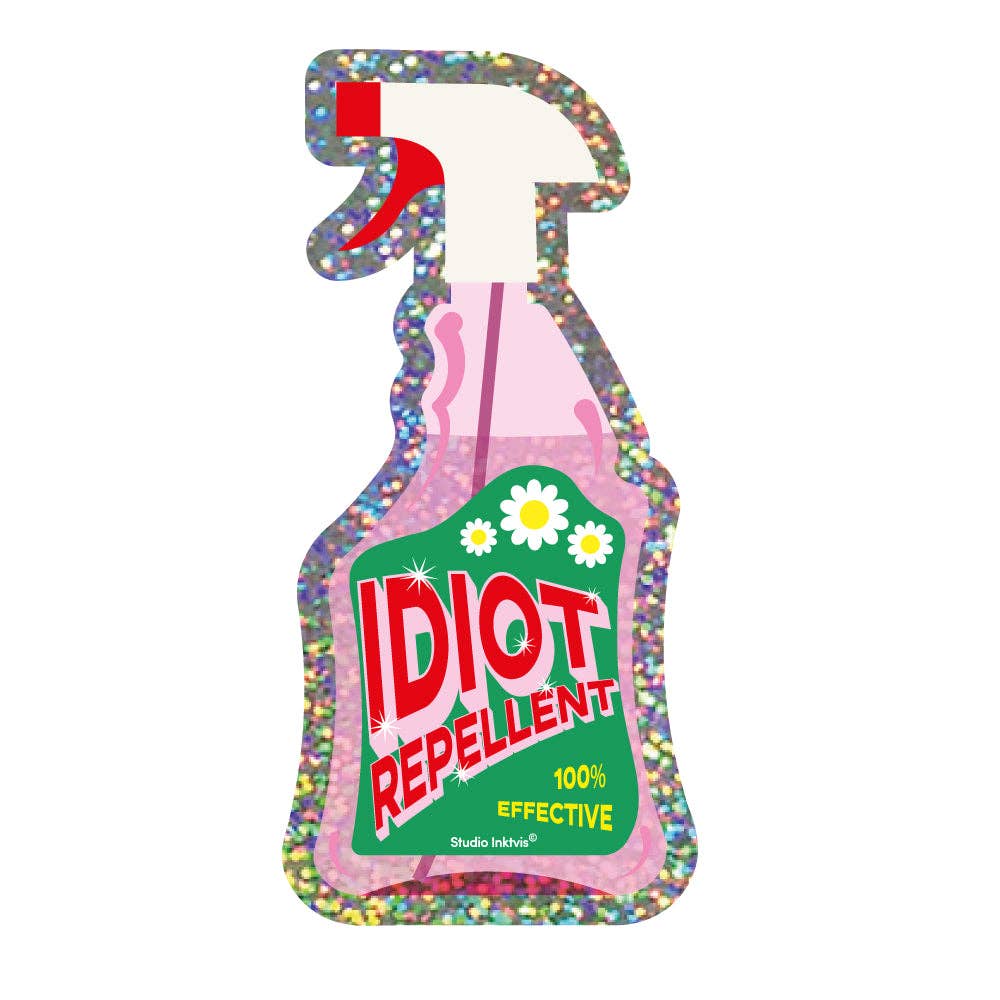 Glitzersticker 'Idiot Repellent Spray'