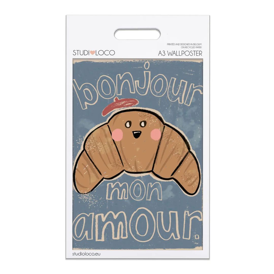A3 Kunstdruck in Papierhülle 'Croissant - Bonjour Mon Amour'