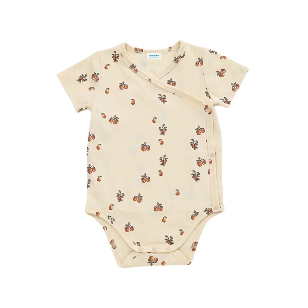 Baumwoll-Body Kurzarm 'Fruits' beige