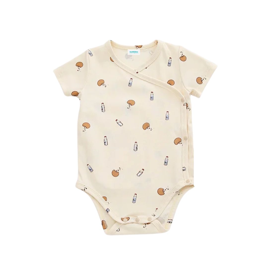 Baumwoll-Body Kurzarm 'Milk and Cookies' beige