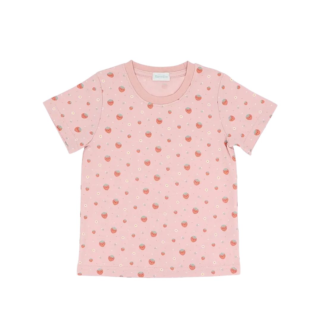 Baumwoll-T-Shirt Erdbeeren rosa