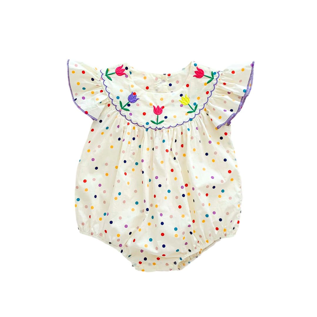 Body Kurzarm mit bunten Dotts und Blumen