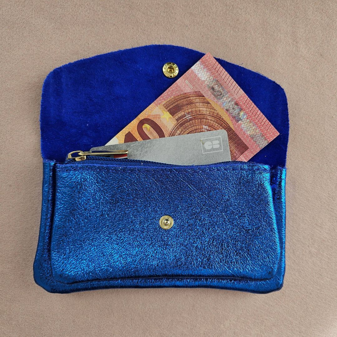 Brieftasche aus Leder metallic nude