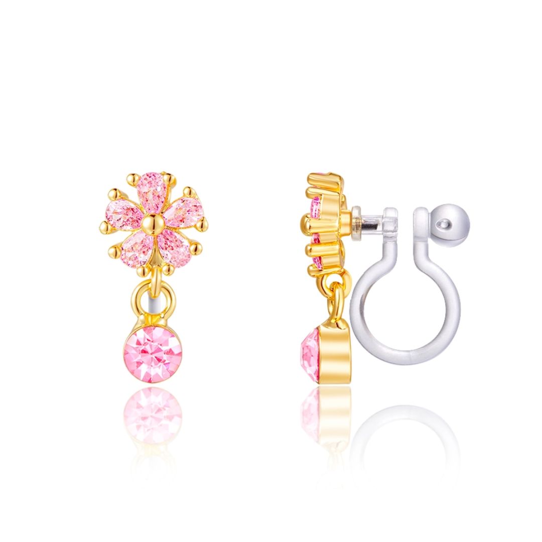 Cutie Ohrclips 'Kleine Luxe Drops Blume rosa'
