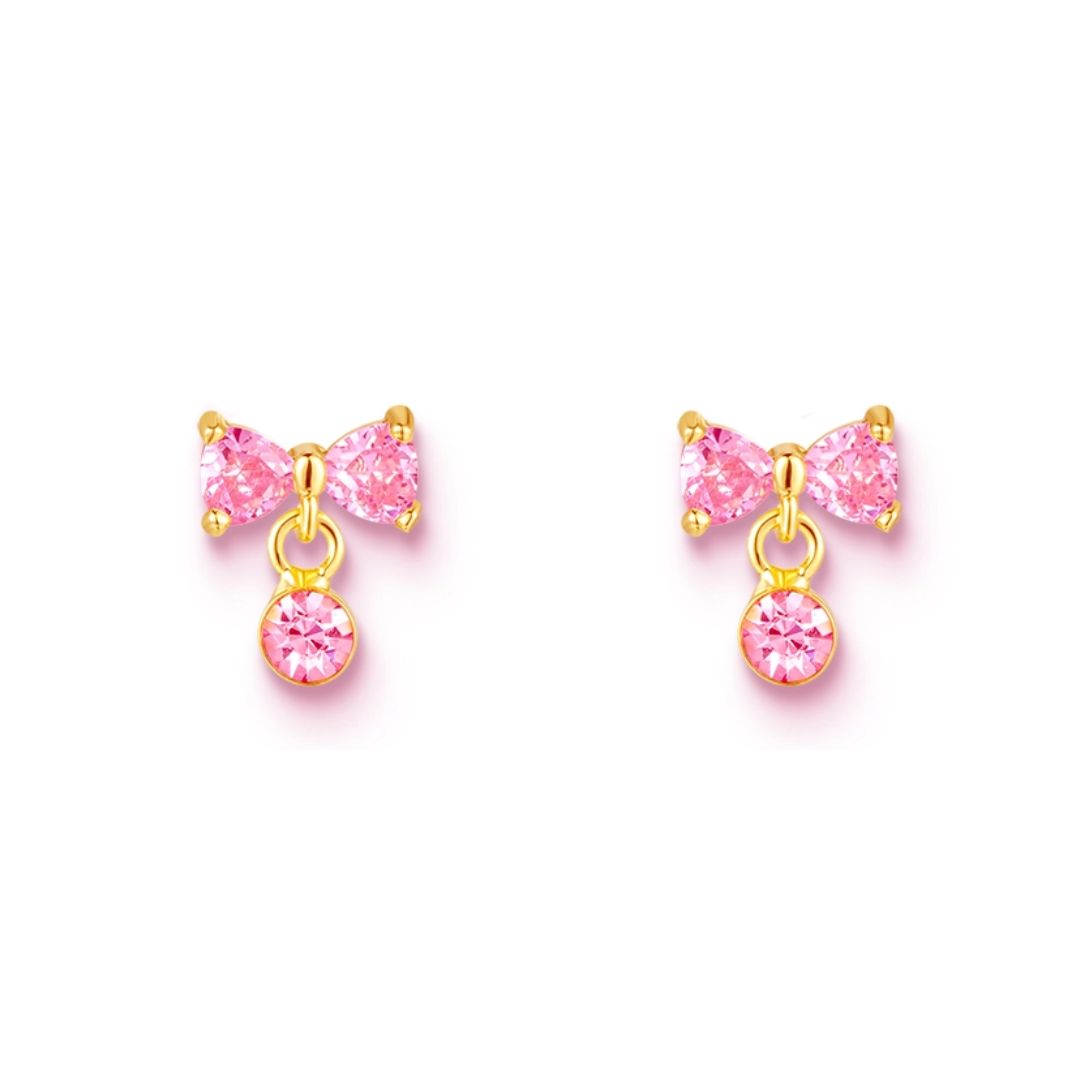Cutie Ohrclips 'Kleine Luxe Drops Schleife rosa' Clip On