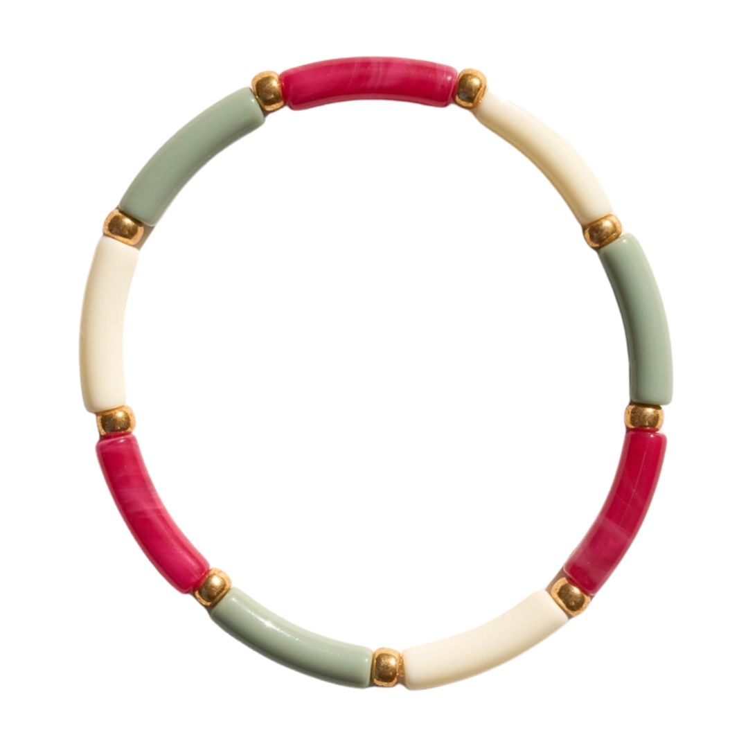 Damen Armband 'Aello' mandel/himbeere/ecru