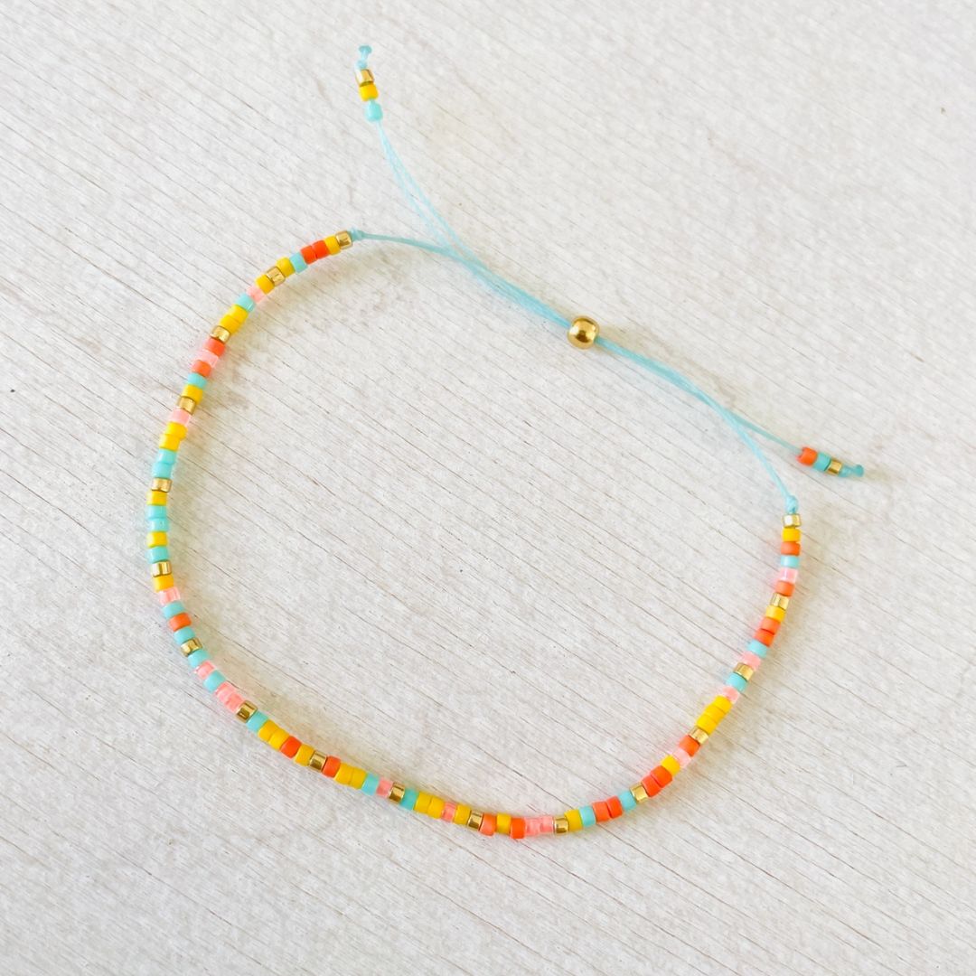 Damen Armband Single 'Miyuki Perlen' gelb/blau/orange