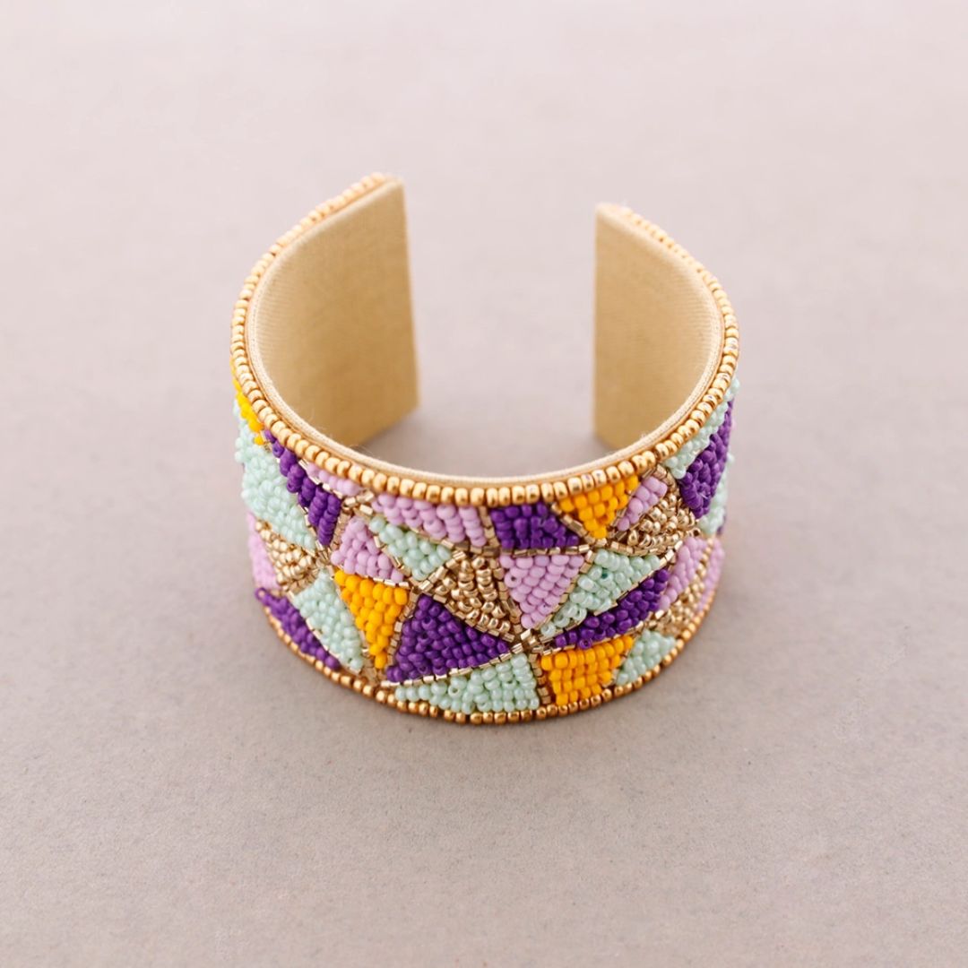 Damen Armband mit Perlen verstellbar lila