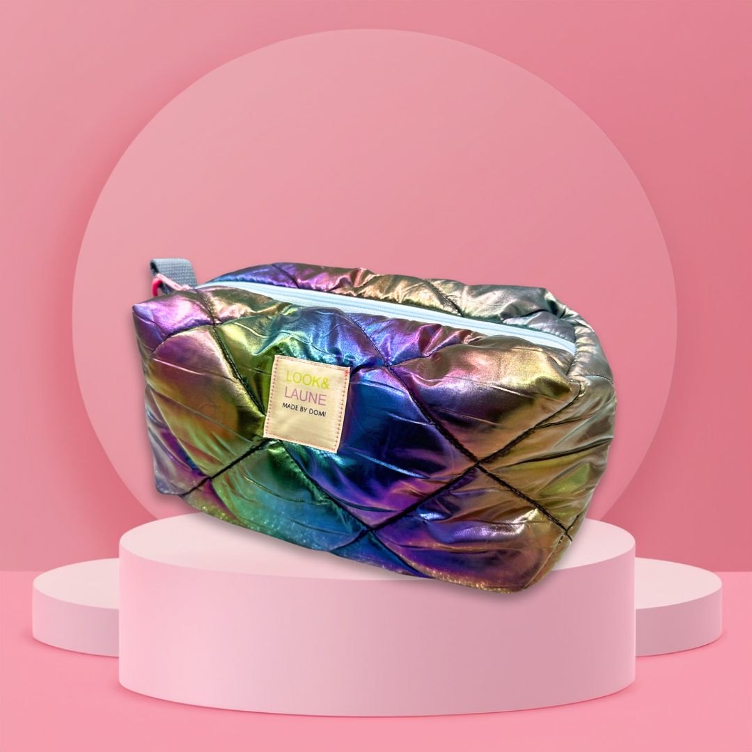 Damen Makeup-Tasche 'Puffy Rainbow' metallic