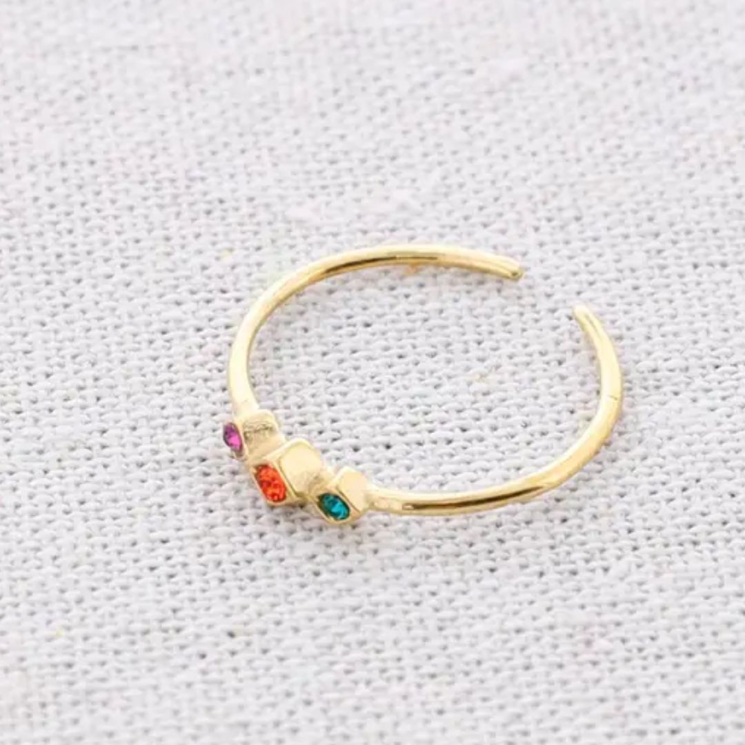 Damen Ring 'Triple Crystals' gold/multicolor