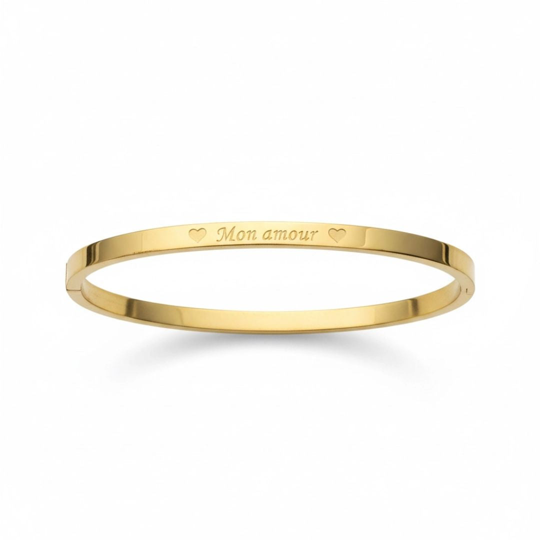 Damen Armband mit Gravour „Mon amour“ gold