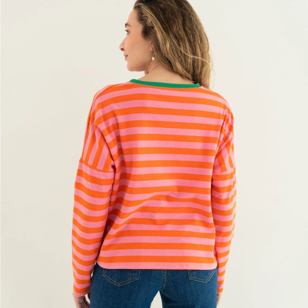 Damen T-Shirt LS 'Núria' rosa/orange