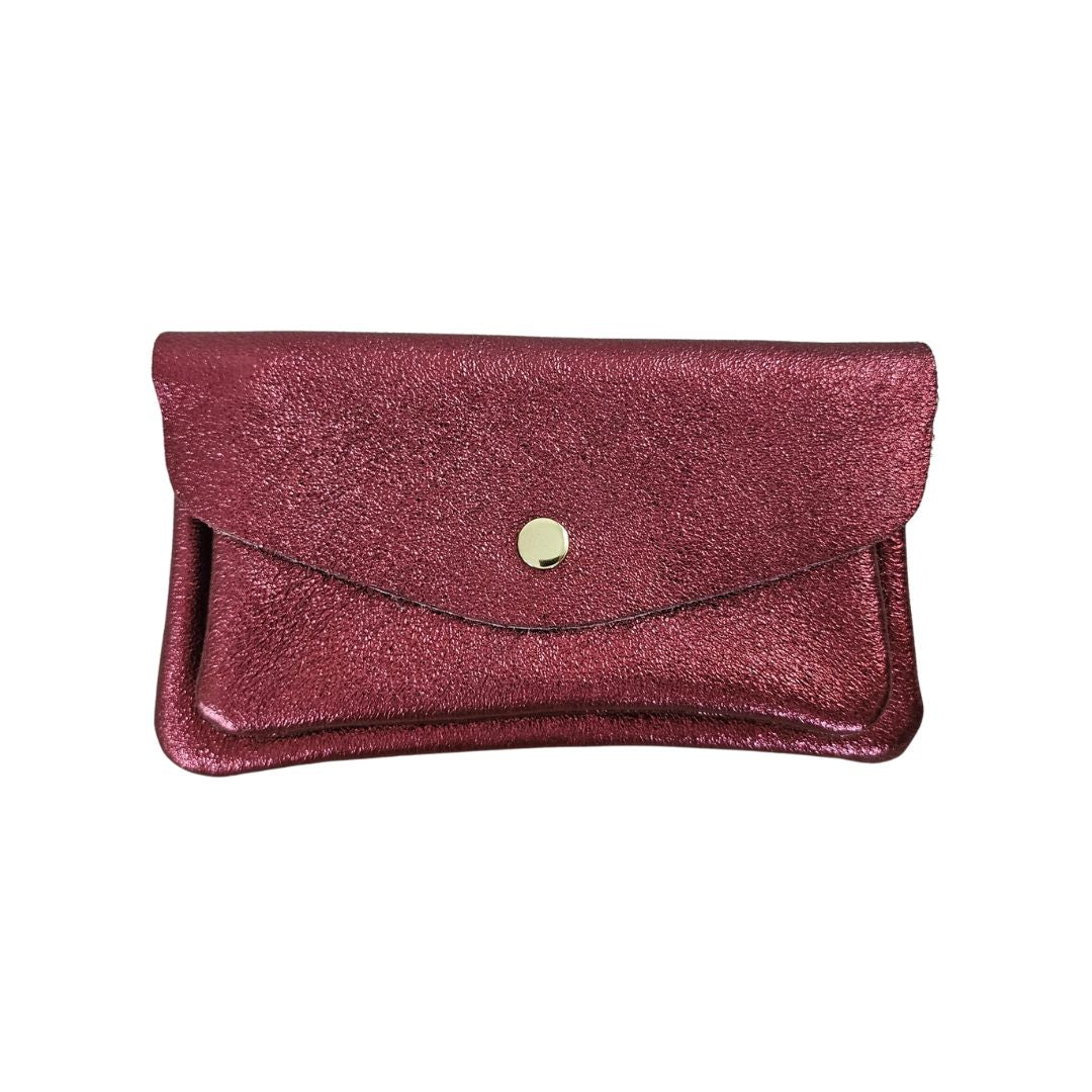 Damen Brieftasche aus Leder metallic bordeaux