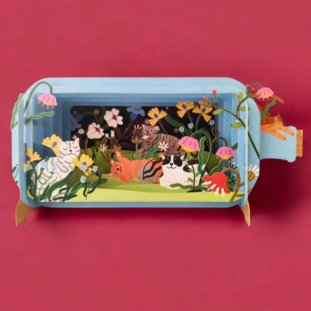 Dimensionale Pop Up Grußkarte 'Katzen'