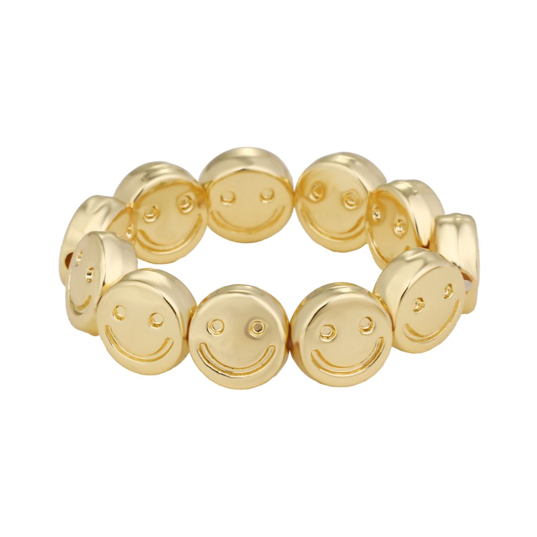 Elastischer Damen Ring 'Smileys' gold