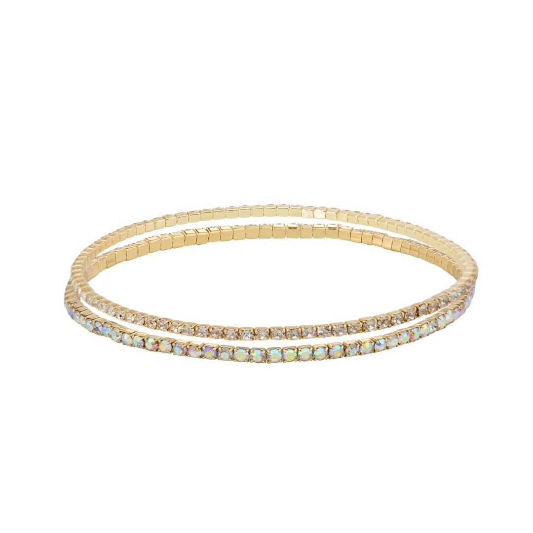 Elastisches Damen Armband 2er Set 'Shine' gold
