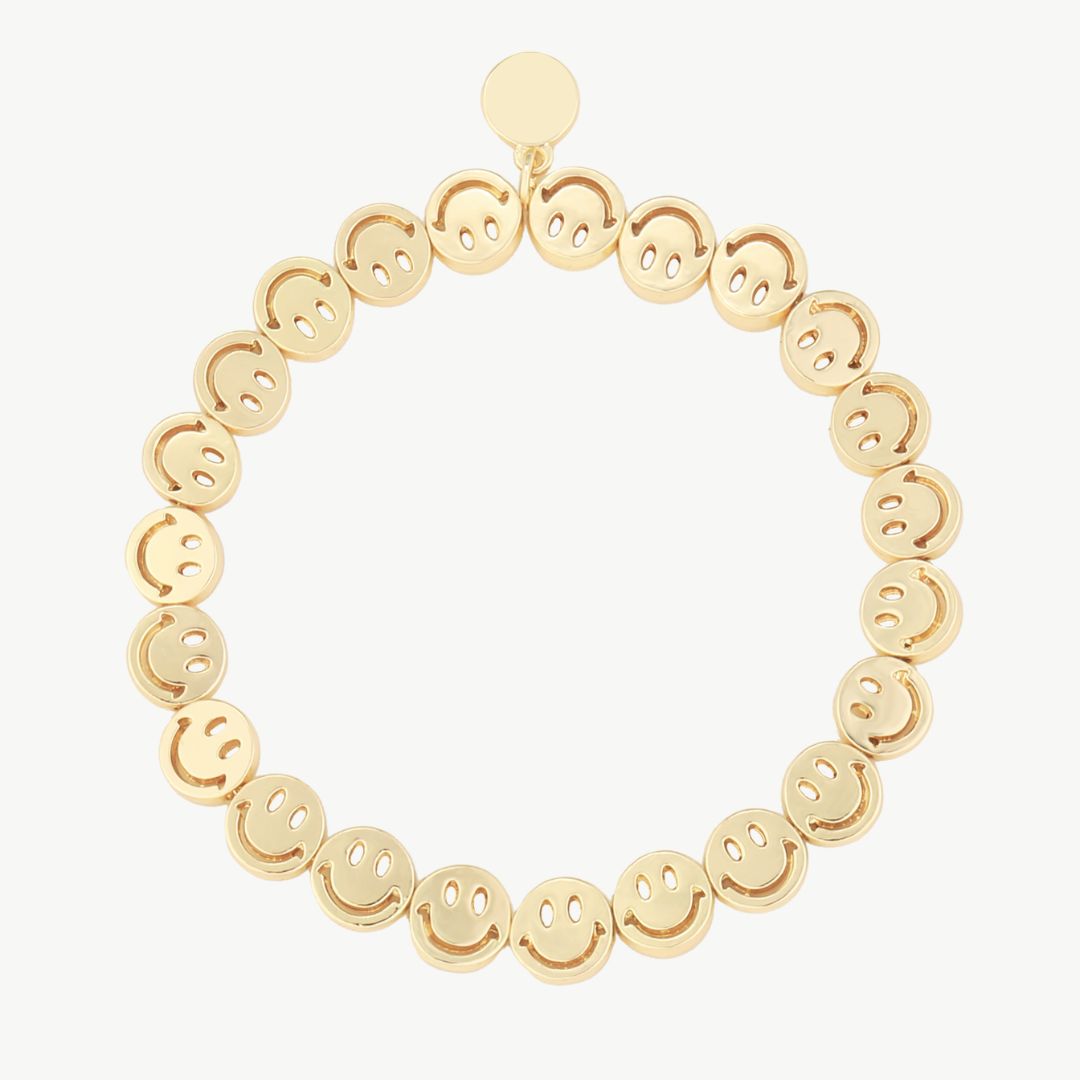 Elastisches Damen Armband 'Smileys' gold