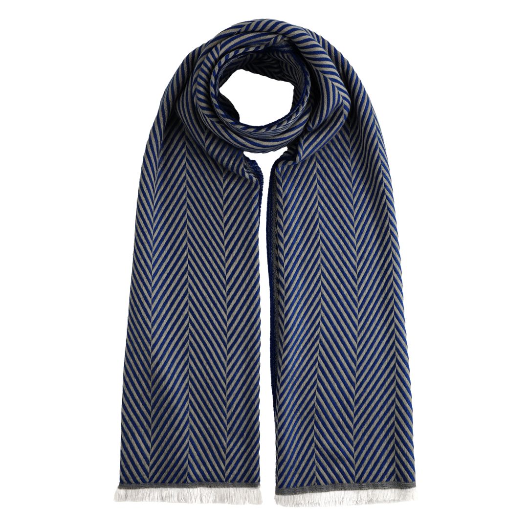 Farbenfroher Damen Schal mit Streifen marineblau