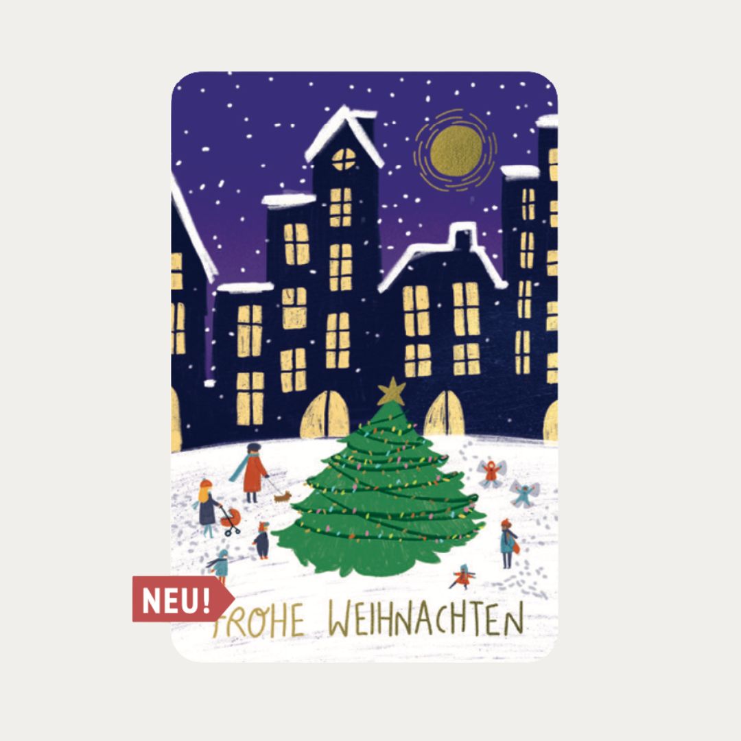 Postkarte Kind Mind 'Frohe Weihnachten bei Nacht'