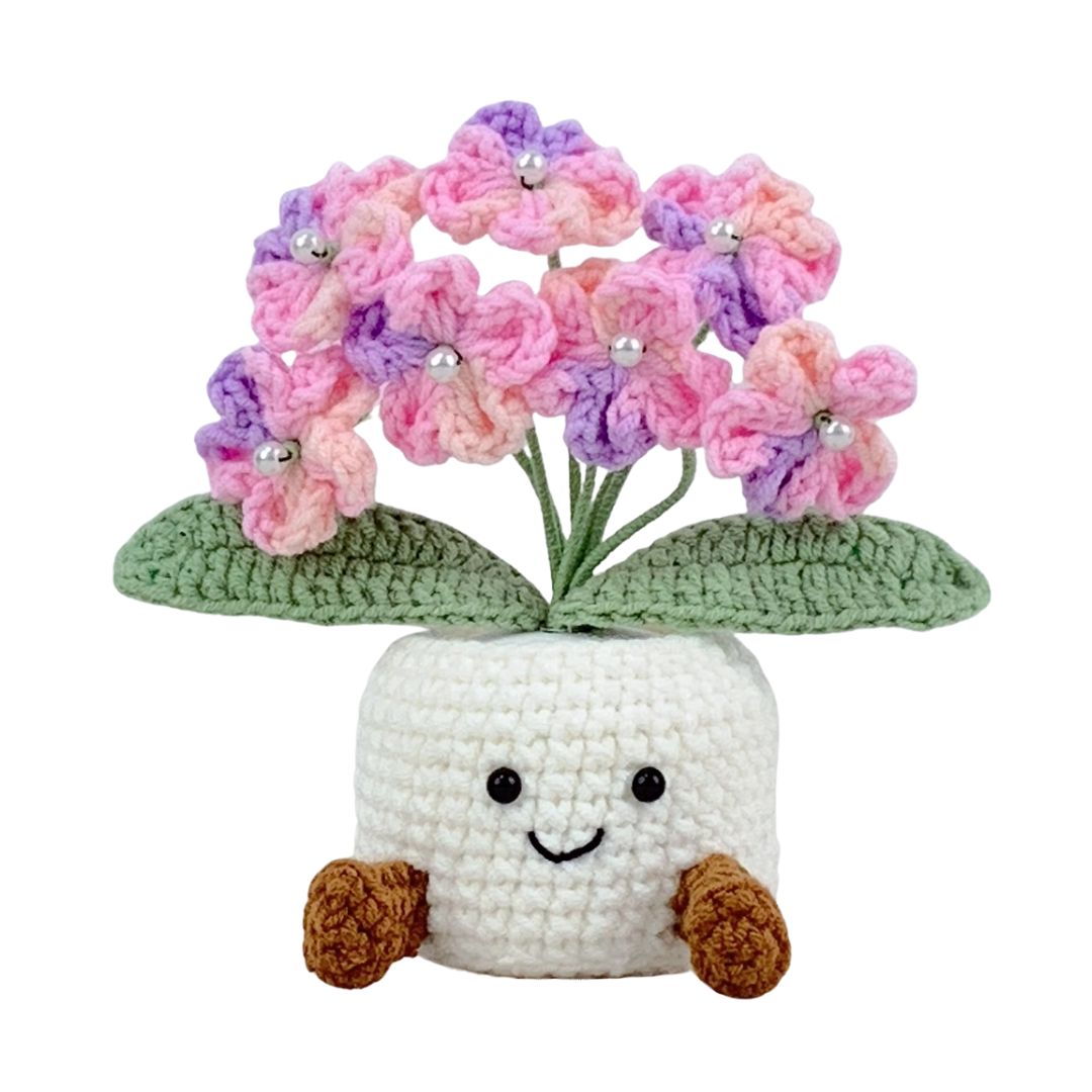 Gehäkelter Blumentopf 'Schleierkraut-Design'