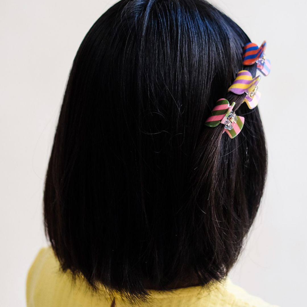 Haarspangen 3er Set 'Striped claw clips' 3cm