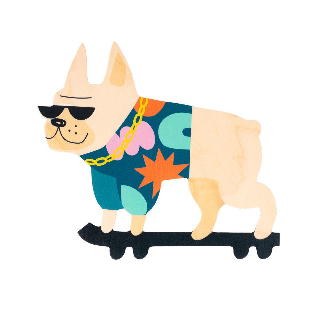 Hölzerne Wanddekoration 'SNOOP THE BOSTON TERRIER'