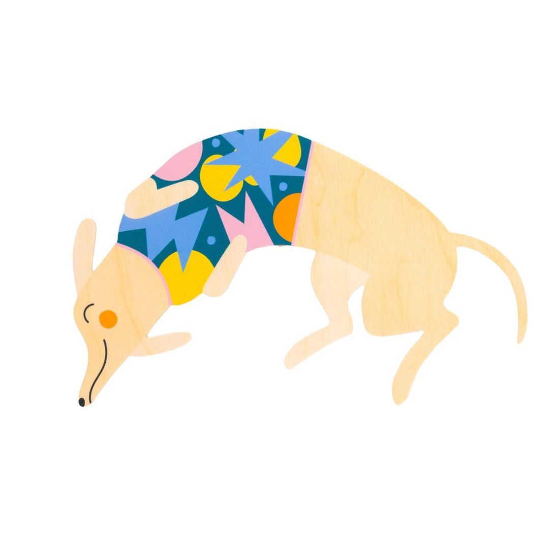 Hölzerne Wanddekoration 'WINSTON DER DACKEL'