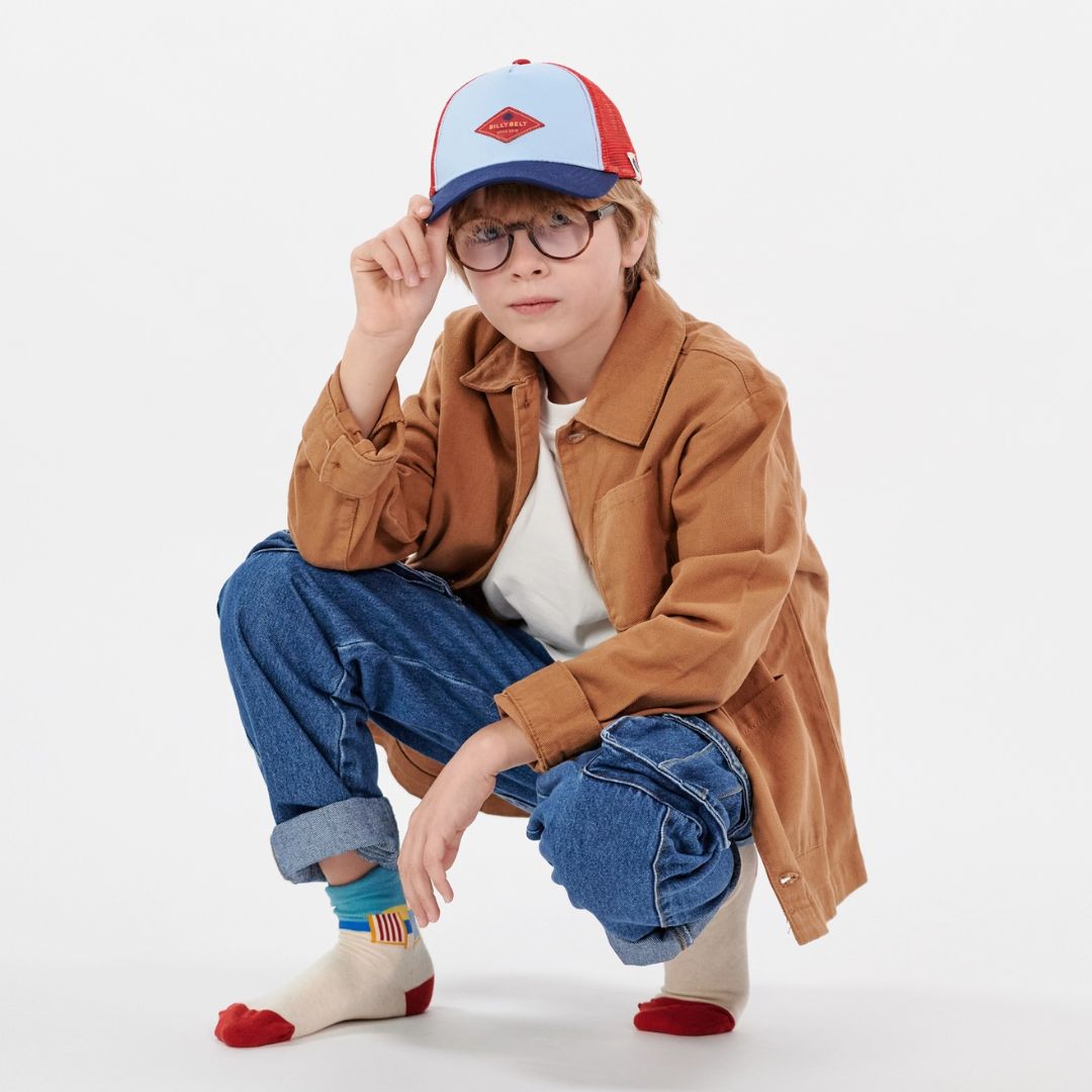 Kinder Trucker-Cap aus Baumwolle blau/rot