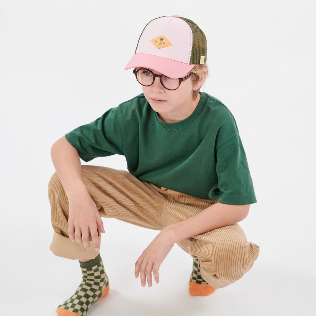 Kinder Trucker-Cap aus Baumwolle rosa/grün