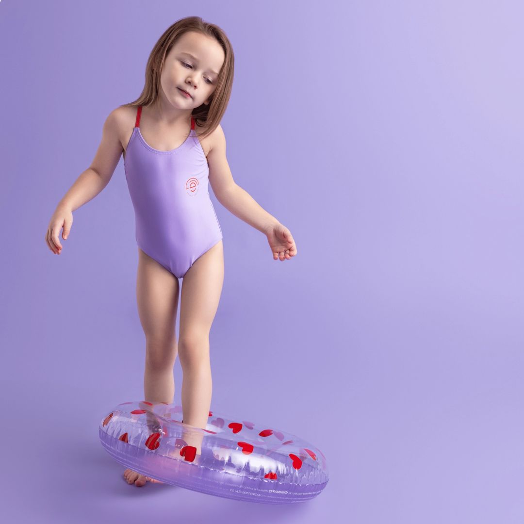 Schwimmring Ø 55 cm lila mit Herzen