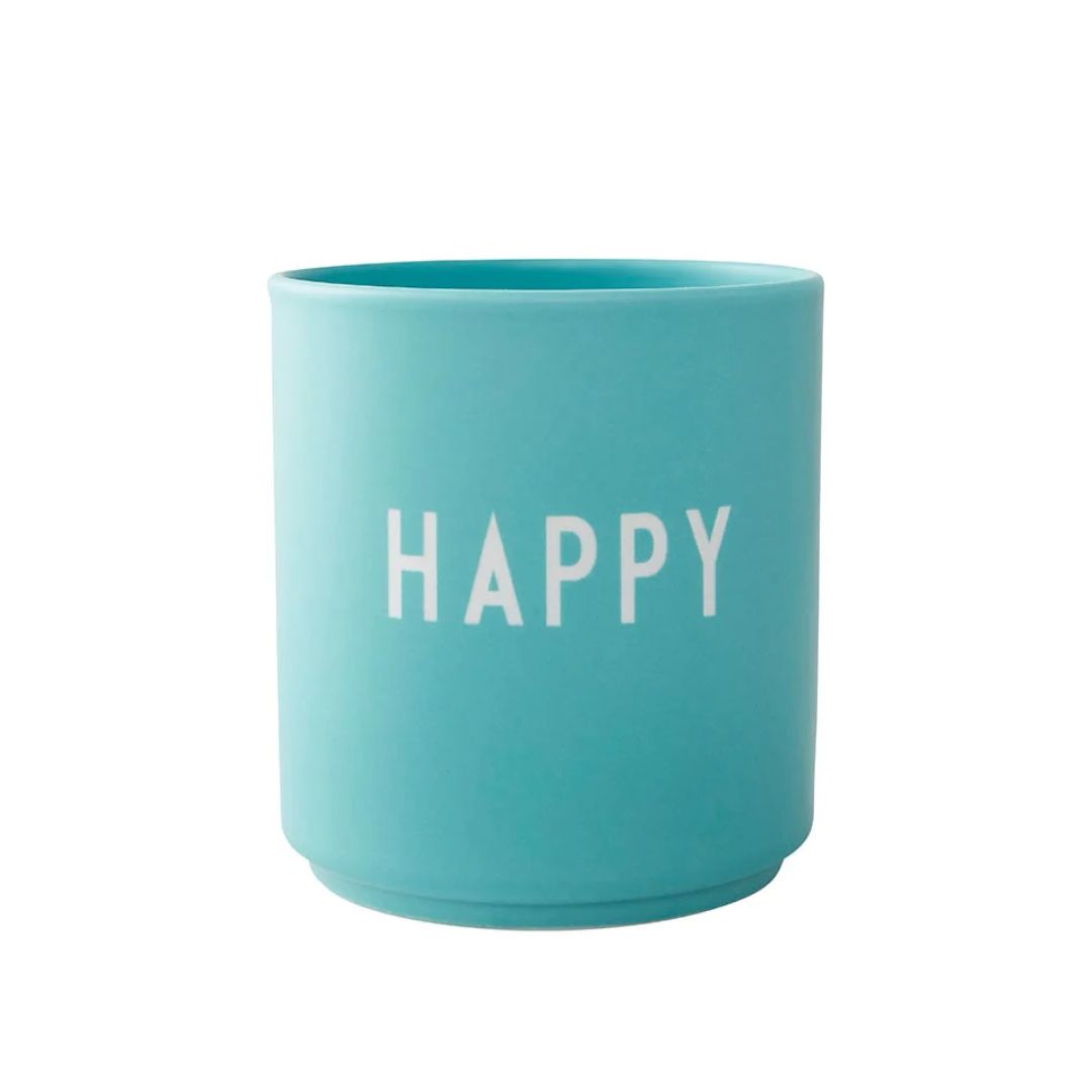 Porzellanbecher 'Happy' aqua