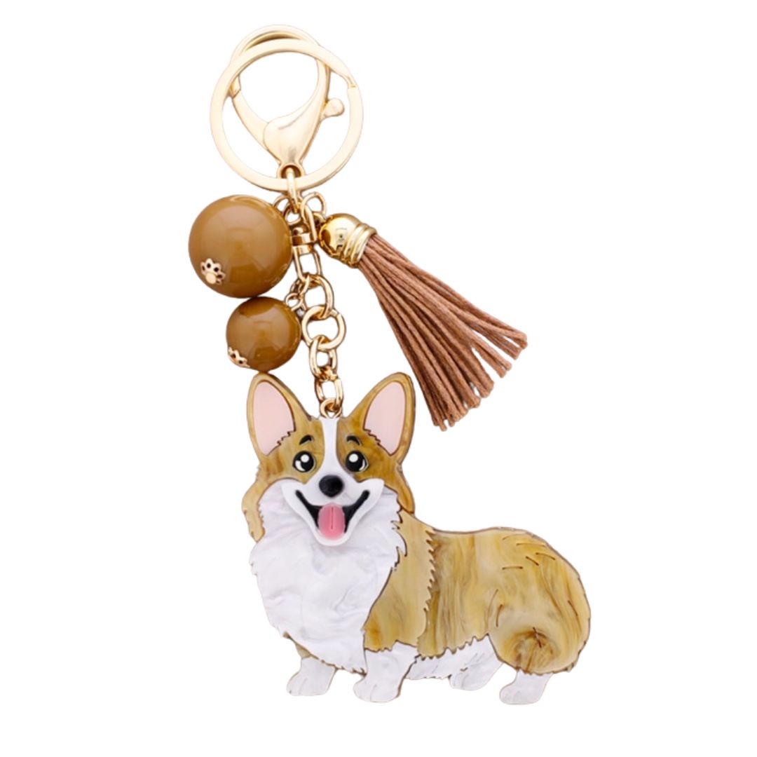 Schlüsselanhänger aus Harz 'Hundeschlüsselanhänger Corgi'