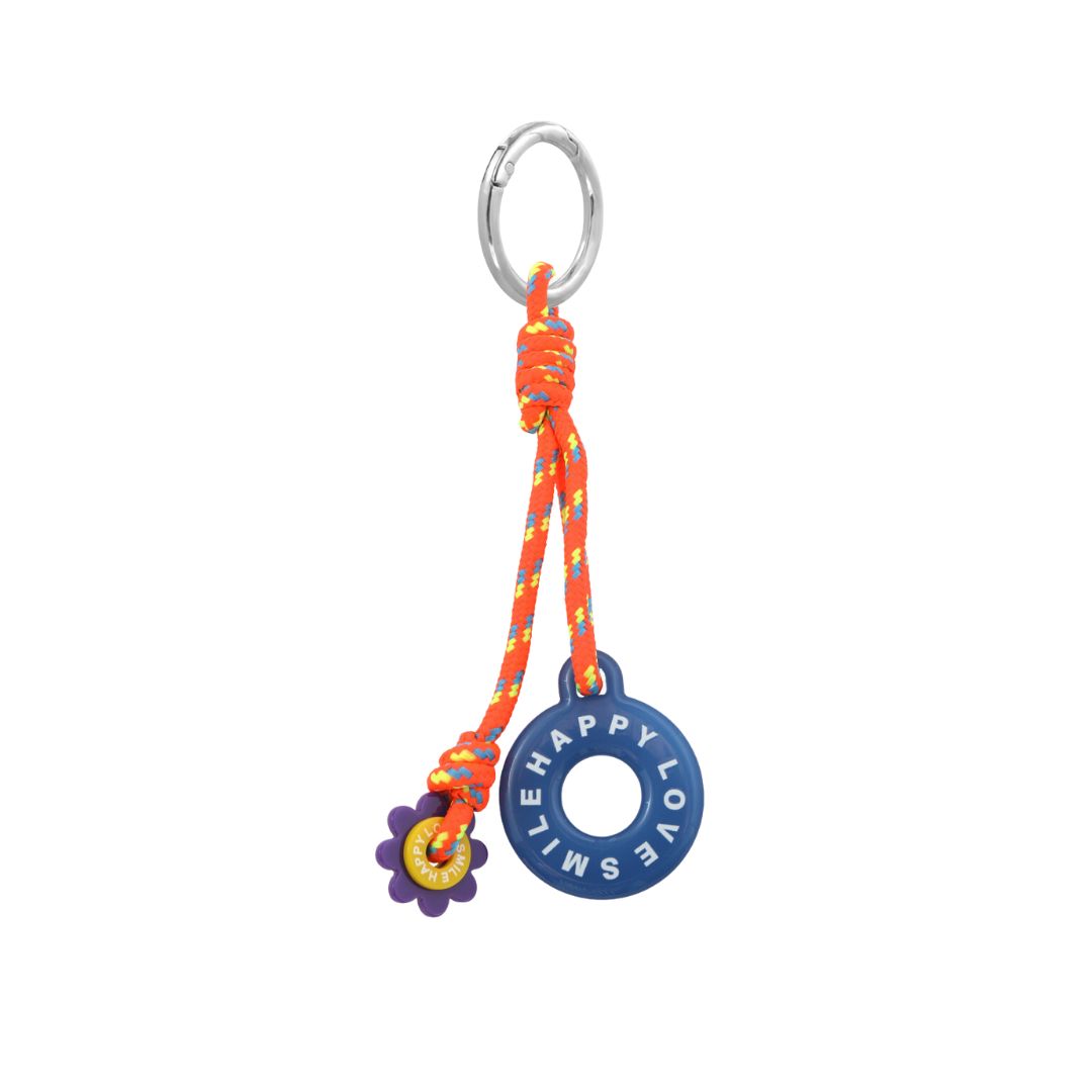 Schlüsselanhänger mit Blumen und kreisförmigen Motiven orange