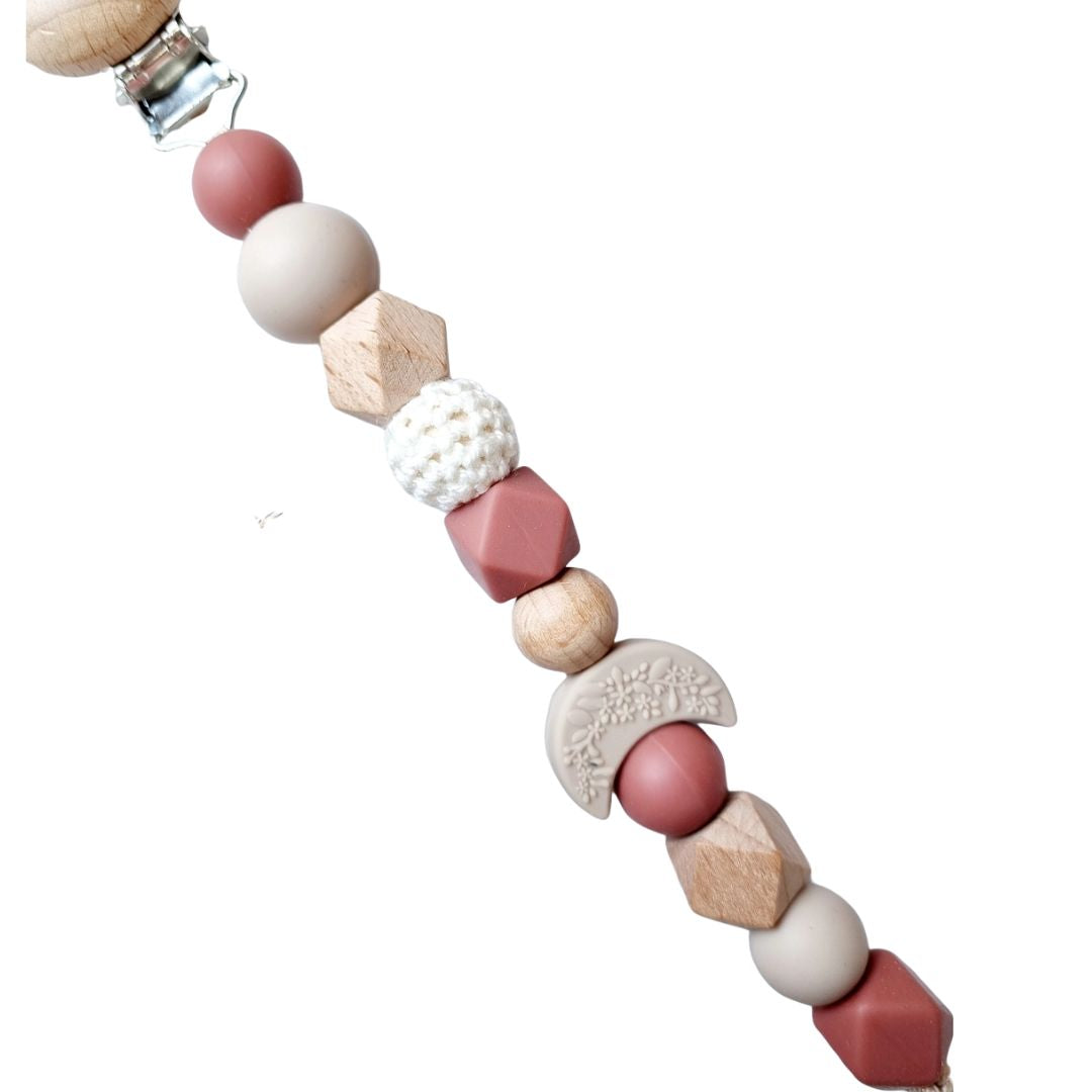 Schnullerkette 'Moon' blush/natur